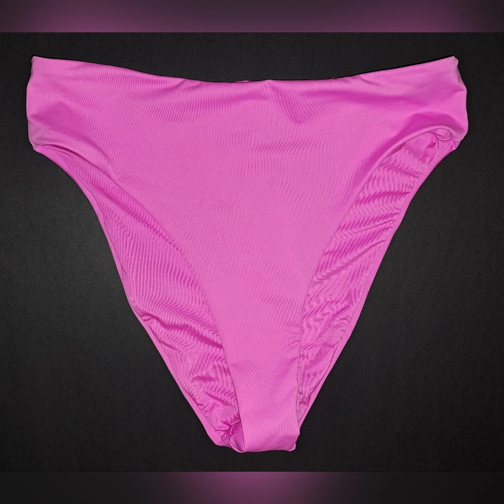 ❤️SKIMS Cropped T-shirt Top Mid Waist Bottoms Bikini Swimsuit Pink NEON ORCHID S